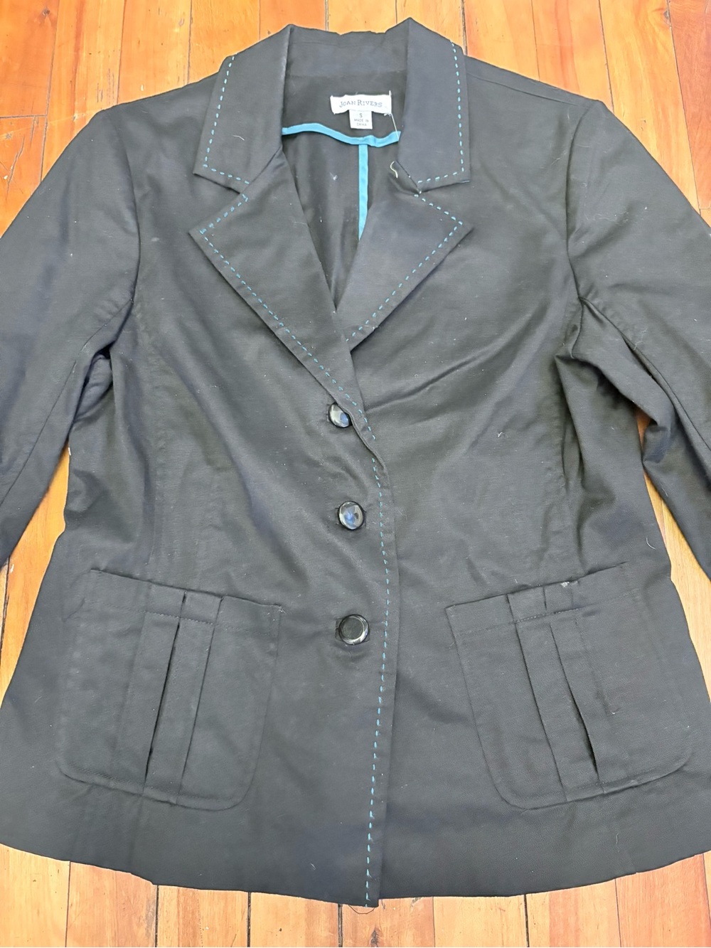 JOAN RIVERS Black Women's Tailored Blazer with Contrast Stitching - Small